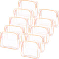 Tbestmax 10 Pack Clear Cosmetic Bags Makeup Bags Portable Waterproof TSA Approved Travel Toiletry Bags Large Organizer Peach Pink, 9.8" x 7.1" x 2.4"