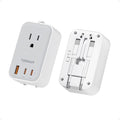 TESSAN Universal Travel Adapter PD 20W, Ultra Thin International Power Adapter 2 USB C 1 USB A, Worldwide Power Plug Adaptor for USA to European UK Italy Ireland New Zealand (Type C/G/A/I), Grey