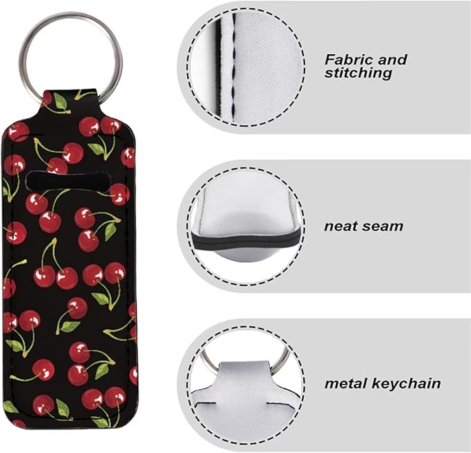 Suobstales 3Pcs Travel Bottles Keychain Holder Set,Travel Bottle Sleeves+Neoprene Chapstick Holders+Lanyard Keychain