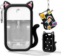 Cat Silicone Case for Touchland Hand Sanitizer Spray with Keychain, Compatible with Power Mist & Glow Mist 1 FL Oz/30ML for Touchland Case, with Charms Accessory Cute Travel Cover Sleeve Black