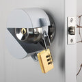Door Knob with Lock,Without Drilling,Dementia Door Handle Lock，from Outside Prevents Turning of Door Knob and Access to Keyhole,for Apartment Evictions，Childproof (White with Padlock)