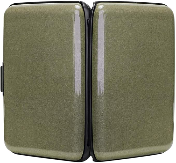 ELFISH RFID Blocking Credit Card Protector Aluminum ID Case Hard Shell Business Card Holders Metal Wallet for Men or Women (Army green)