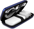 iMangoo Travel Essential Electronics Organizer Pouch Charger Case, Shockproof Dual Zipper Power Bank Cables Tech Accessories Purse, Men & Women Travel Must Have Storage Bag, 6.5x3.2x1 inch Blue
