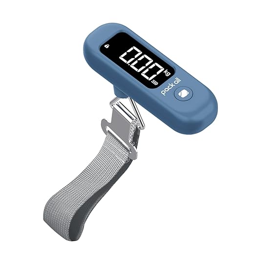 pack all 110 Lbs Luggage Scale, Digital Handheld Baggage Scale, Travel Suitcase Weight Scale with LCD Display, Battery Included, Navy