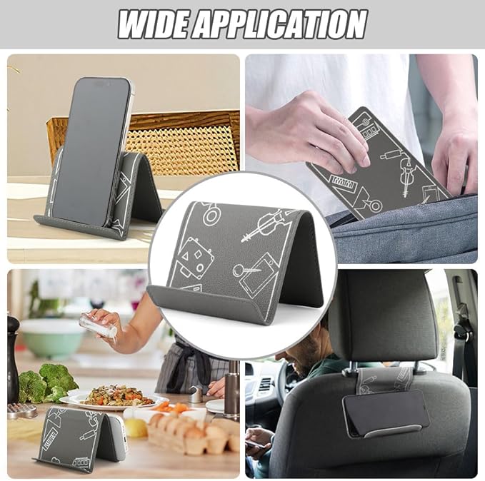 Airplane Phone Holder, Flexible Tablet Holder Plane Travel Essentials, Flex Flap Phone Stand for Flying Desk Treadmill Hotel Smartphone Mobile Devices (Grey)