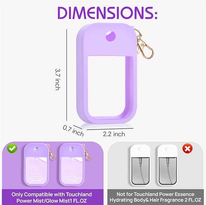 Silicone Case Compatible with Touchland Hand Sanitizer Spray, Protective Case for Spray 1FL. OZ (Purple(1PCS))