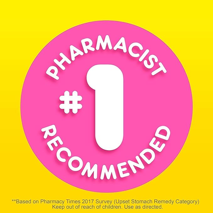 Pepto Bismol Chewable Tablets, Upset Stomach Relief, Nausea Relief, Heartburn Relief, Indigestion Relief, Anti Diarrhea Medication for Adults - 5 Symptom Relief, 30 ct