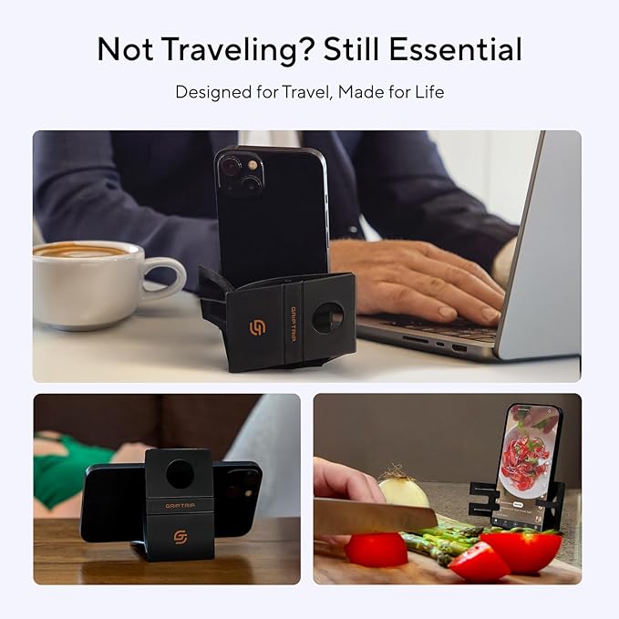 Airplane Phone Holder Mount for Travel – Airplane Essentials Cell Phone Holder for Desk - Compact, Credit Card-Sized Flying Essential Accessory for iPhone & Android Mobile Phones
