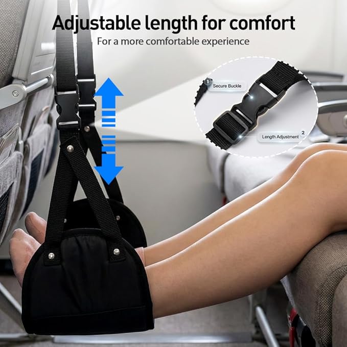 Airplane Foot Hammock, No Collapse Thickened Bamboo Airplane Foot Rest for Long Flight, Adjustable Footrest for Office, Long Flight, Flawless Accessory with Business Trip (1 PCS)