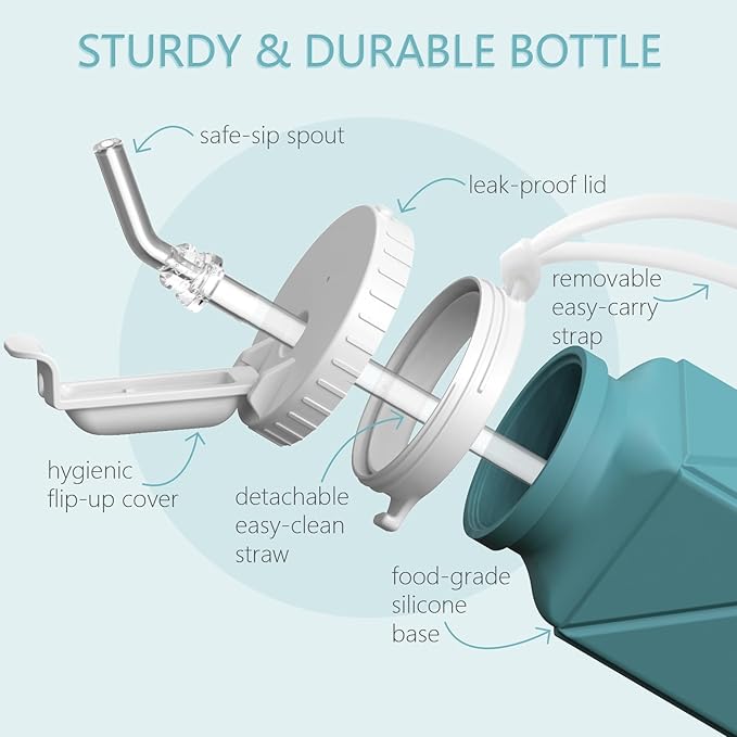 BEAUTAIL Collapsible Water Bottles 20.6oz 2 Pack, Silicone Foldable Portable Travel Water Bottle, BPA-Free Reusable Leakproof for Travel Camping Hiking Cycling Yoga Sports Outdoor (Black+Blue)