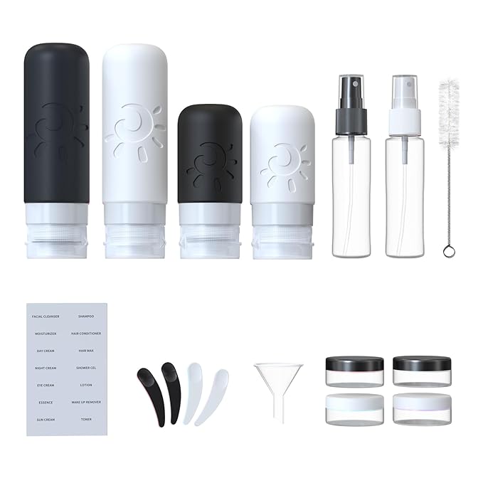 Zafit 18 Pack travel Bottles for Toiletries, TSA Approved Silicone Travel Containers Leak Proof Refillable Travel Accessories for Shampoo Conditioner Lotion Body Wash(Multicolored G)