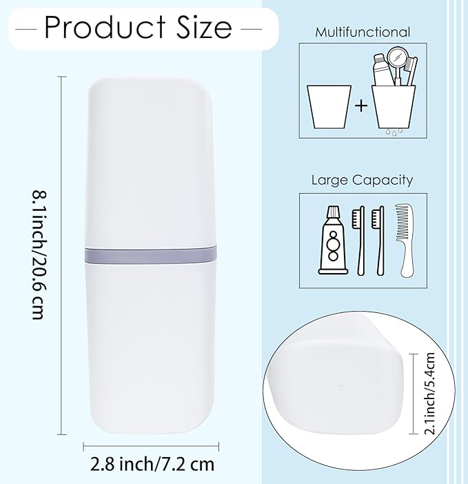 SietDESEO Toothbrush Travel Case Portable Travel Toothbrush Holder Toothbrush and Toothpaste Travel Case for Camping Business School Trip Home Toothbrush Travel Containers(White)