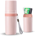 Toothbrush Travel Case, Pink Travel Toothbrush Cup Holder for Toothbrush and Toothpaste, Portable Travel Toothbrush Container for Traveling Camping Business School