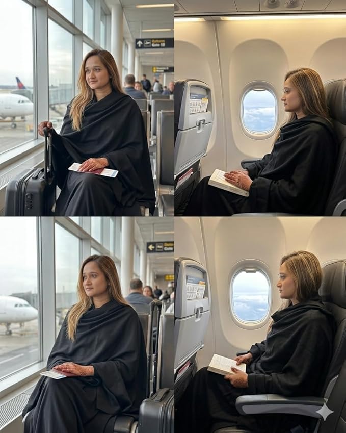 Wayfarer Shawl with Pouch | Voyagers Comfort Set with Luxury Travel Scarf, Eye Mask, Satin Scrunchies & Travel Pouch