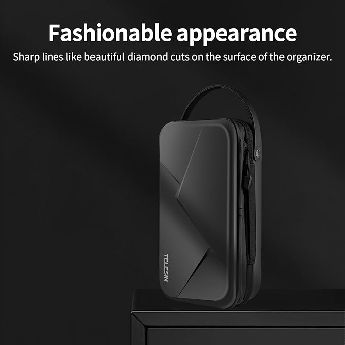 TELESIN Large Carry Case Carrying Travel Bag for GoPro Max Hero 13 12 11 10 9 8 7 6 5 DJI Action 3 4 5 Osmo Pocket 3 Insta360 X3 X4 X5 Go3 Ace Pro AKASO Battery Charger Strap Mount Accessories
