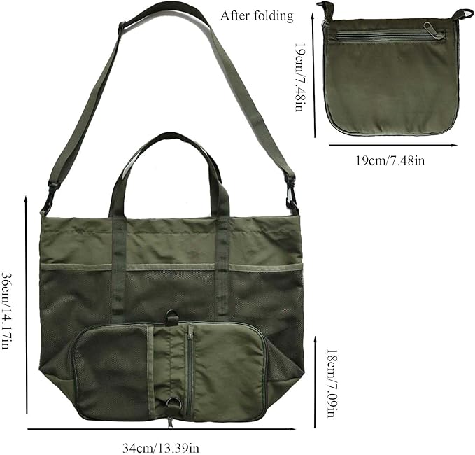 Foldable Travel Tote Bag, Water-Resistant Tote Bag with 3 External Mesh Pockets for Travel, Daily Use, Outdoor