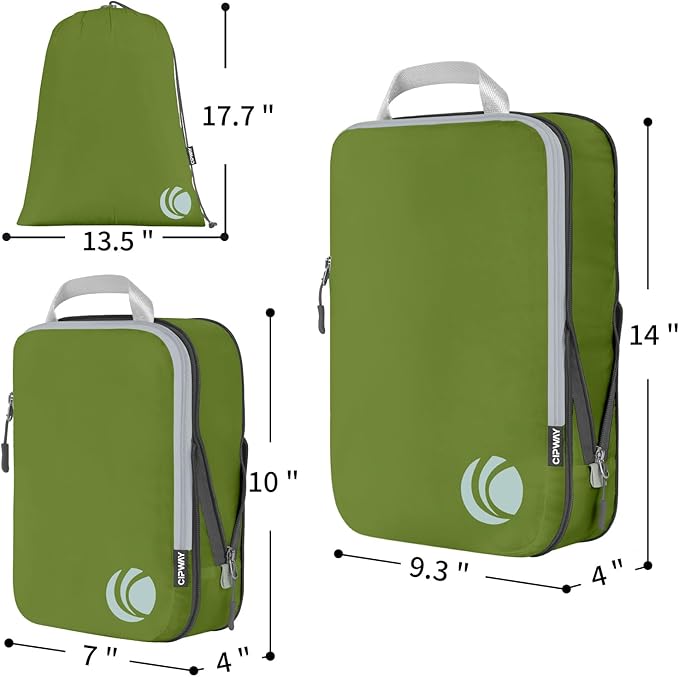 Cipway - 5 Set Compression Packing Cubes for Travel, Ultralight Packing Organizers for Luggage Suitcase & Backpack (Green), L