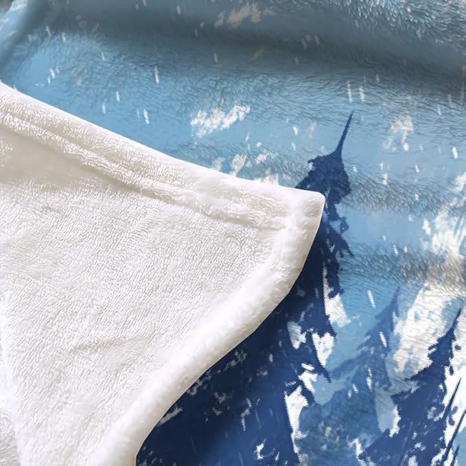 Snow Winter Blanket King Size, Navy Blue Fleece Blanket for Couch Bed Sofa, Pine Tree Blankets and Throws, Nordic Watercolor Super Soft Cozy Plush Flannel Blanket 108x90, Decor & Gift