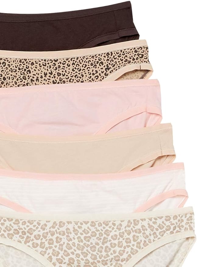Amazon Essentials Women's Breathable Cotton Bikini Brief Underwear with Full Coverage, Multipacks