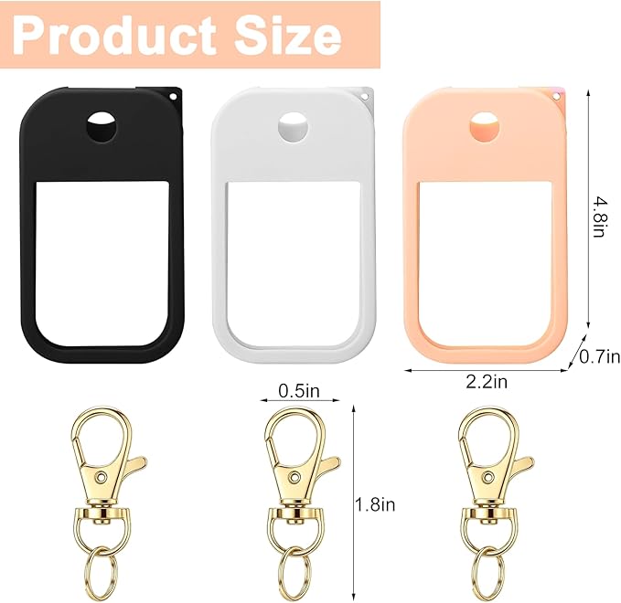 Hand Sanitizer Spray Case Compatible with TH 1 FL.OZ – 3 Pack Protective Silicone Holder with Metal Keychain