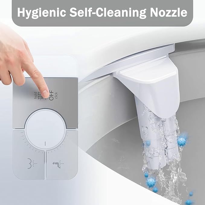 Bidet Attachment for Toilet Ultra-Slim Bidets for Existing Toilets, Non-Electric Bidet Toilet Seat Self-Cleaning Retractable Nozzles Badays for Toilets, Quick & Easy Installation Bedets