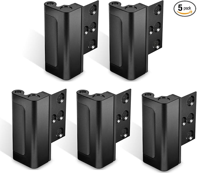 GreaTalent 5Pack Home Security Door Reinforcement Lock Childproof, Add High Security to Home Prevent Unauthorized Entry, Aluminum Construction Finish Black