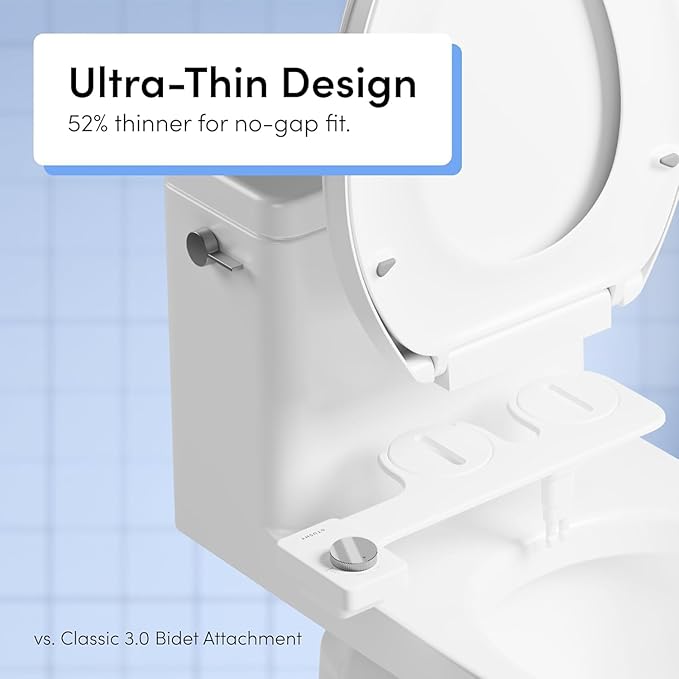 TUSHY NEW Fresh Dual Nozzle Cool Water Bidet: Ultra Slim Toilet Seat Attachment with Luxury 2 in 1 Front & Rear, Self-Cleaning, 180º Clean, (DIY Install, 10 Minutes), Non-Electric, Brushed Brass Knob