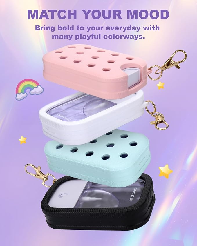 Palksky Hand Sanitizer Spray Case for Touchland,Hand Sanitizer Case with Keychain Holder for Power Mist and Glow Mist1 fl OZ Travel Size(Pink),Not Include Spray