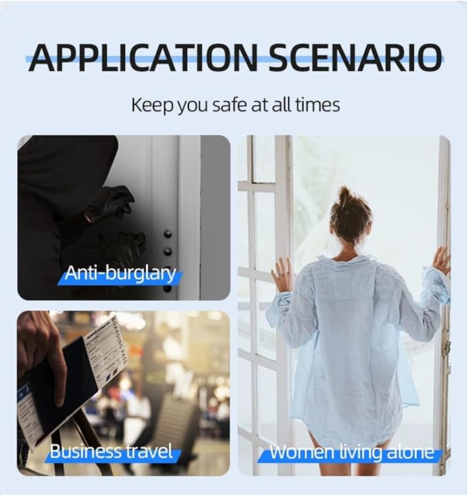 Portable Door Stopper Security Alarm with 120 dB Siren, Door Stopper for Travel/Home/Apartment/Hotel