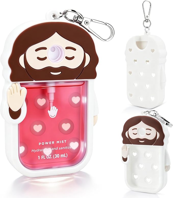 Silicone Case Compatible with Touchland Hand Sanitizer Spray, Touchland Case with Keychain, Protective Case for Power & Glow Mist 1 FL Oz/30ML, Hand Sanitizer Spray Accessory for Mother's Day(White)