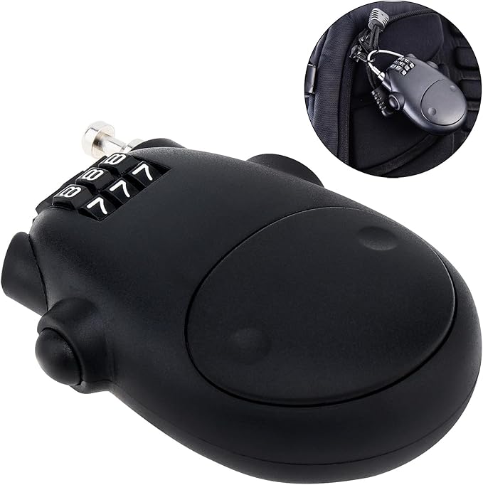Combination Cable Lock, Cable Luggage Locks with 30 inch Retractable Steel Cable, Travel Lock Combo Mini Lock for Suitcase Stroller Bike (1, Black)