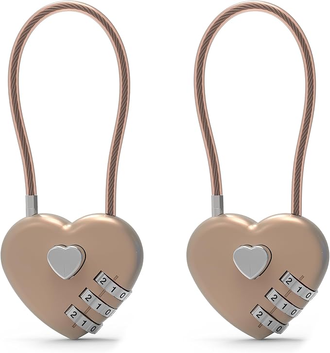 Combination Lock for Locker, Small Cable Lock with Code, 3 Digit Padlock Combination, for Luggage, Gym Locker, Suitcase, Backpack Zipper, Cabinet, Toolbox, Outdoor Fence Gate, Travel Safe