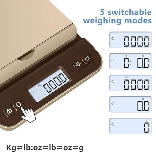 QP Digital Shipping Postal Scale, 86lb/0.1oz Accuracy Postage Scale with Hold/Tare Function, LCD Display, Flip-up Holder Package Scale, UPS Postal Scale for Packages, Battery & Tape Measure Included