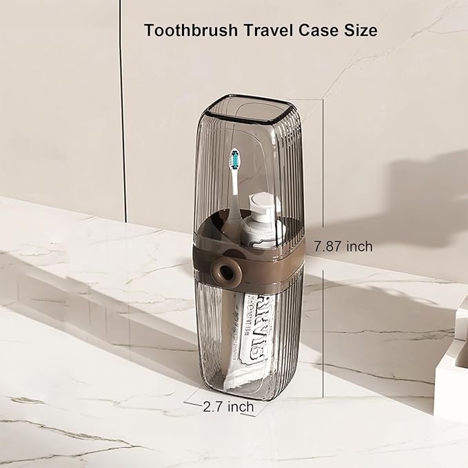 Toothbrush Travel Case & Travel Soap Holder Dish Tray Set of 2, Portable Clear Toothbrush Holders with Cover Leakproof Bar Soap Holder for Traveling School Camping Business Bathroom