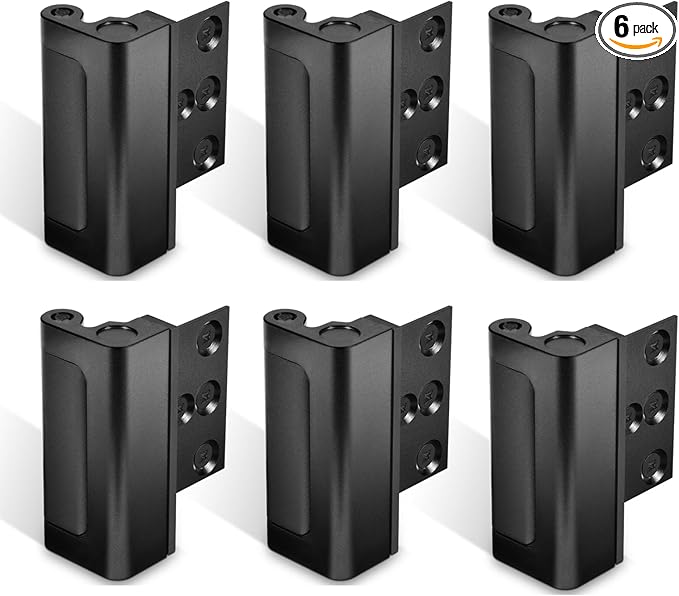 GreaTalent 6Pack Home Security Door Reinforcement Lock Childproof, Add High Security to Home Prevent Unauthorized Entry, Aluminum Construction Finish Black