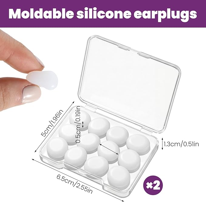 24 Pcs Soft Silicone Moldable Ear Plugs Reusable Noise Cancelling Earplugs Sleep Ear Plugs for Sleeping, Swimming, Snoring, Study, Travel, Work(12 Pairs)
