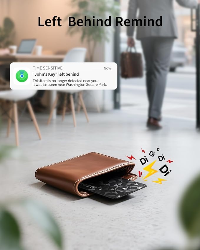 Wallet Tracker Card for Apple Find My (iOS Only), Rechargeable Air Tracker Tag, IP68 Tracker Card Item Finder Worldwide Tracking for Wallet, Bags, Passport [Apple MFi Certified]
