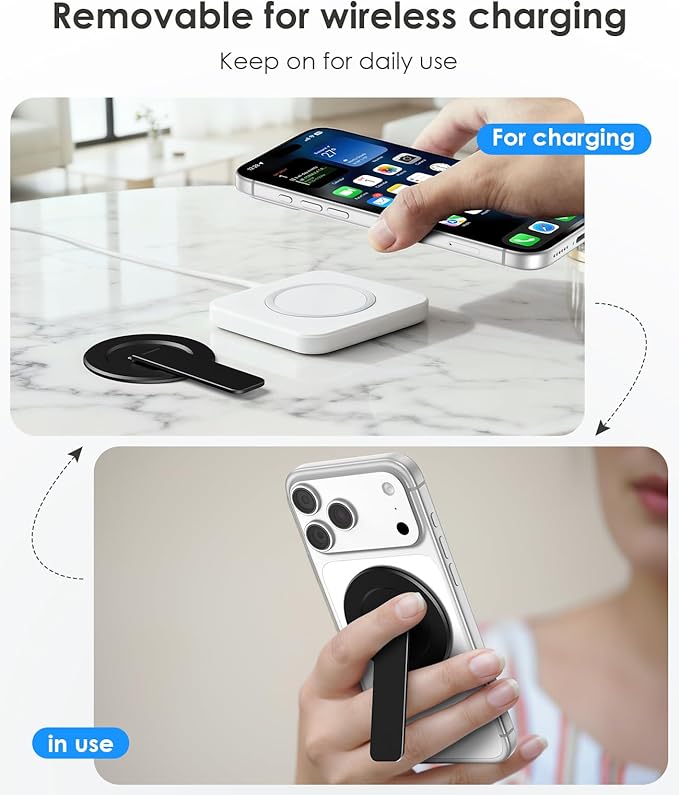 Magtame Magnetic Phone Stand for Magsafe, Ultra-Slim Snap-on Phone Holder Kickstand,180° Adjustable Angle Damping Design Cellphone Grip, Black