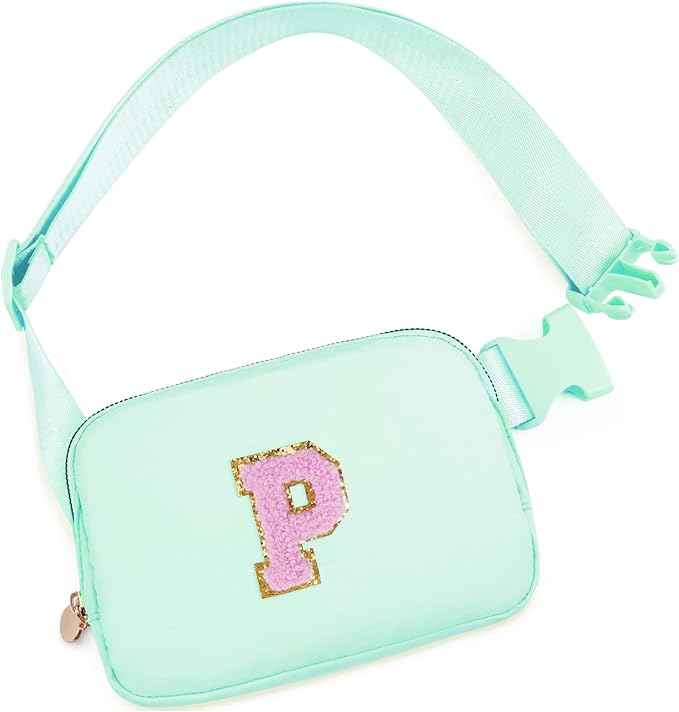 Uygafly Belt Bag Fanny Pack Crossbody Bags with Initials Letter Patch Cute Stuff Birthday Gifts for Teenager Girls Trendy Stuff for Teens | Light Green,P