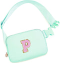 Uygafly Belt Bag Fanny Pack Crossbody Bags with Initials Letter Patch Cute Stuff Birthday Gifts for Teenager Girls Trendy Stuff for Teens | Light Green,P