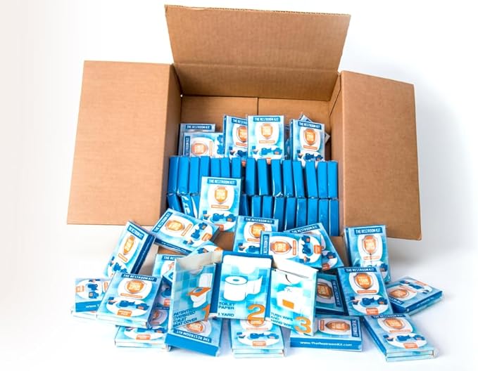 The Restroom Kit Great for travel (60-Pack) Portable Disposable Oversized Toilet Seat Cover, 3ft 3Ply Toilet Paper, Hand & Flushable Tush Wipe