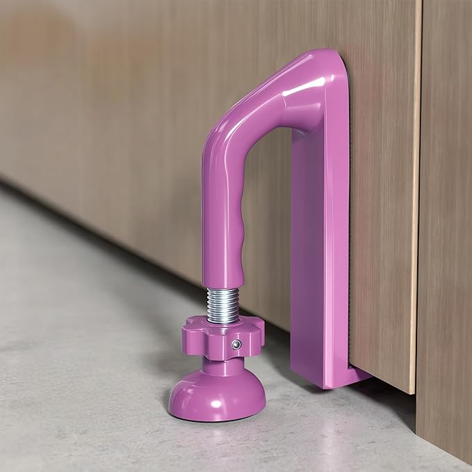 Portable Hotel Door Lock Stopper Travel Security Brace Safety, No Drill Stop Bar Fits Inward Swinging Doors Safety Self Defense Personal Protection for Apartment, Pink, 1 Pack