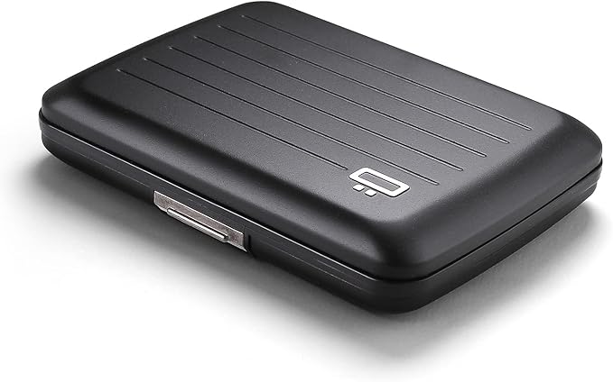 ÖGON -DESIGNS- Aluminum card holder with metal lock, RFID protection against fraud and demagnetization, compact wallet, Smart Case OSLO model