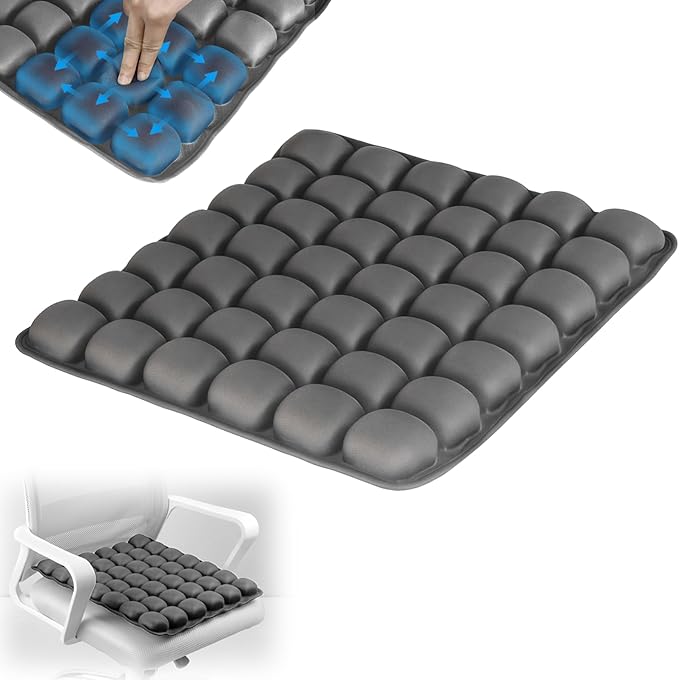 Sondour Travel Seat Cushion, Airplane Cushion Long Flight, Airplane Gadgets Inflatable Seat Cushions, Portable Airline Cushion With Air Pump, Wheelchair Cushions; Pressure Relief Seat Cushion - Grey