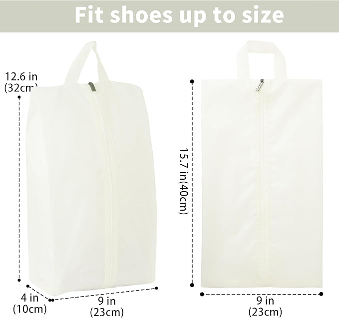 6pcs Portable Shoe Organizer, Travel Pouches with Zipper, Golf Shoe Bags, Clothes Bags, Soccer Cleats Bag Shoe Pouch for Gym, Waterproof, Odor-Resistant (White)