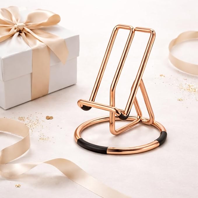 Mizi Cell Phone Stand for Desk – Metal Mobile Phone Holder Compatible with iPhone, iPad, Switch & All Smartphones – Cute, Classy Stylish Display Stand – Rose Gold