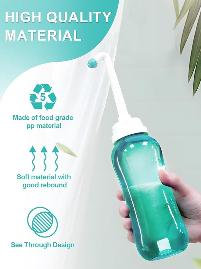 Peri Bottle for Postpartum Travel Bidet - Perineal Care,Portable Travel Squeeze Bottle Bidet for Women Personal Hygiene Cleaning,2 Tubes for Baby Mom After Birth Cleansing and Recovery 16.9OZ(Green)