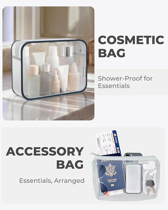 Percover Compression Packing Cubes 10-Piece Set, Packing Cubes Compression for Travel with Toiletry Bag, Laundry Bag & Shoe Bag, All-in-One Travel Organizer for Carry On & Checked Luggage, Navy Blue