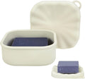 Travel Soap Case, Square Silicone Travel Soap Container, Leakproof Soap Holder with Lid, Shatterproof Shampoo Bar Holder for Bathroom, Gym, Camp(Off White)