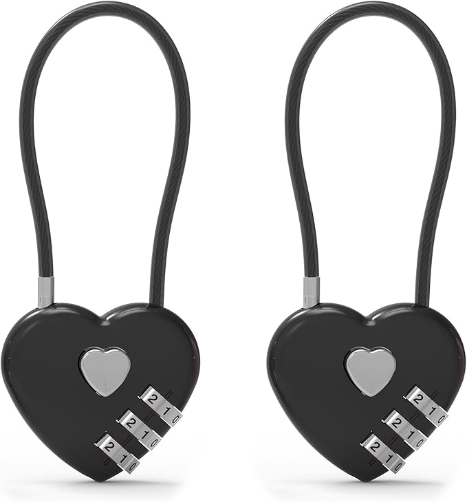 3 Digit Combination Lock, Combo Cable Lock with Code, Small Padlock Combination, for Luggage, Suitcase, Gym Locker, Backpack Bag Zipper, Cabinet, Mailbox, Fence, Travel Safe Outdoor Use